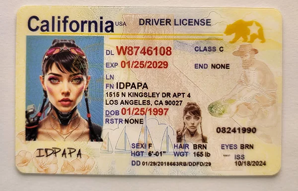 California Fake IDs California Fake id front side