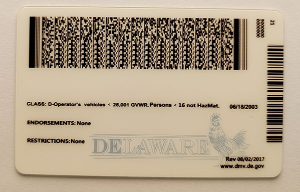 Delaware Fake IDs Delaware Fake id front side
