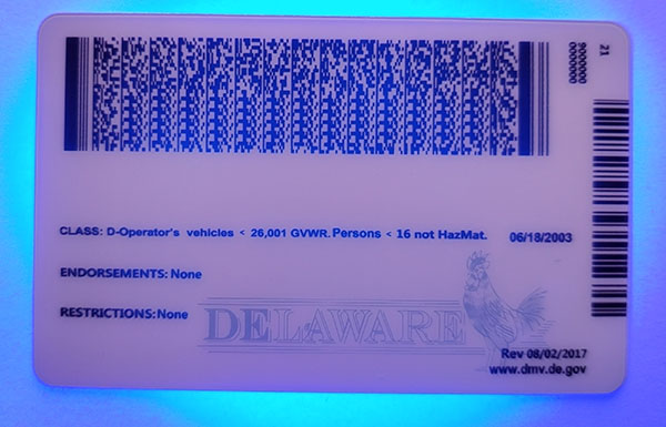Delaware Fake IDs Delaware Fake id front side