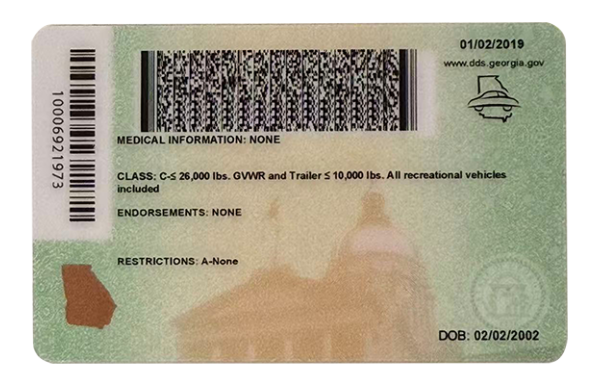 Upgrade Version Georgia Scannable ID Georgia Fake id front side