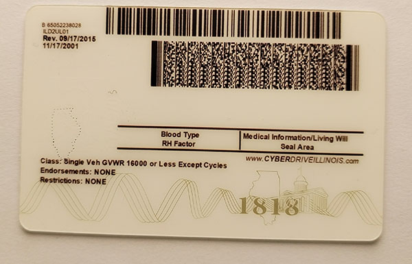 Illinois Fake IDs Illinois Fake id front side