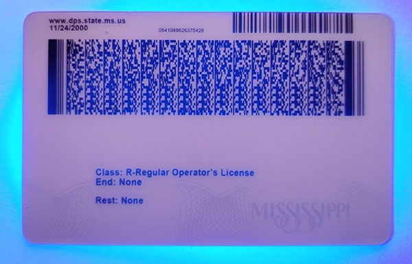 Mississippi Fake id front side