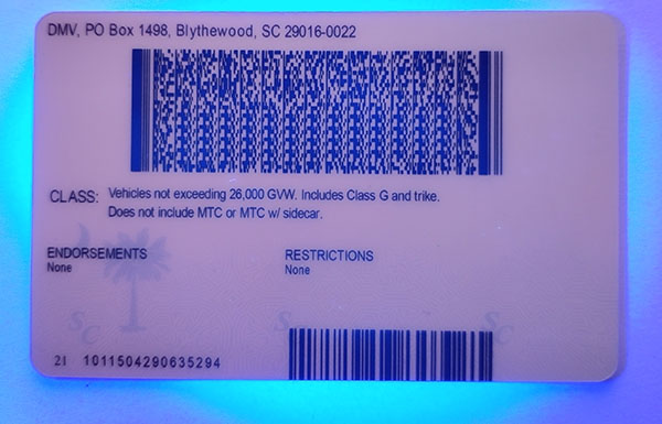 South Carolina Fake IDs South Carolina Fake id front side
