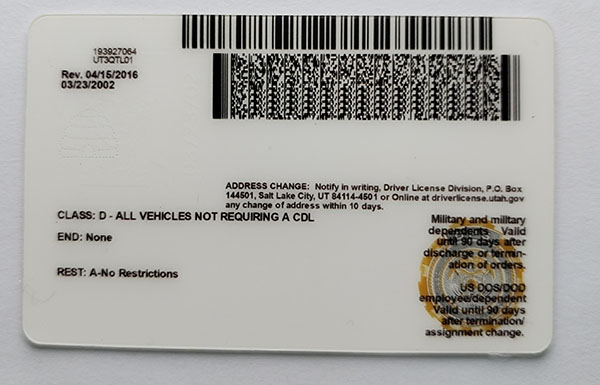 Utah Fake Dirvers Licence Utah Fake id front side