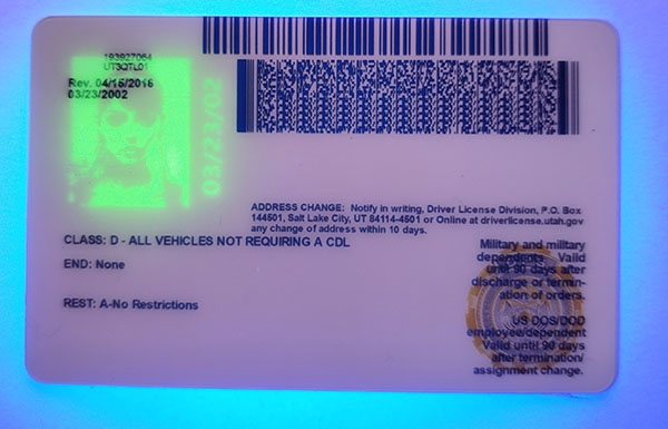 Utah Fake Dirvers Licence Utah Fake id front side